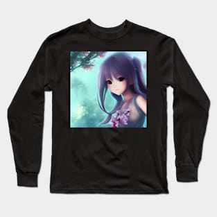 Beaux Animes Kawaii Art Cute Girl Illustration Design Long Sleeve T-Shirt